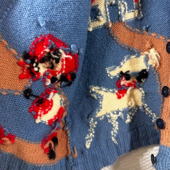 Vintage Handmade Knit Children's Sweater Nursery Rhyme Lil Bo Peep Cardigan 1950 - Picture 6 of 7